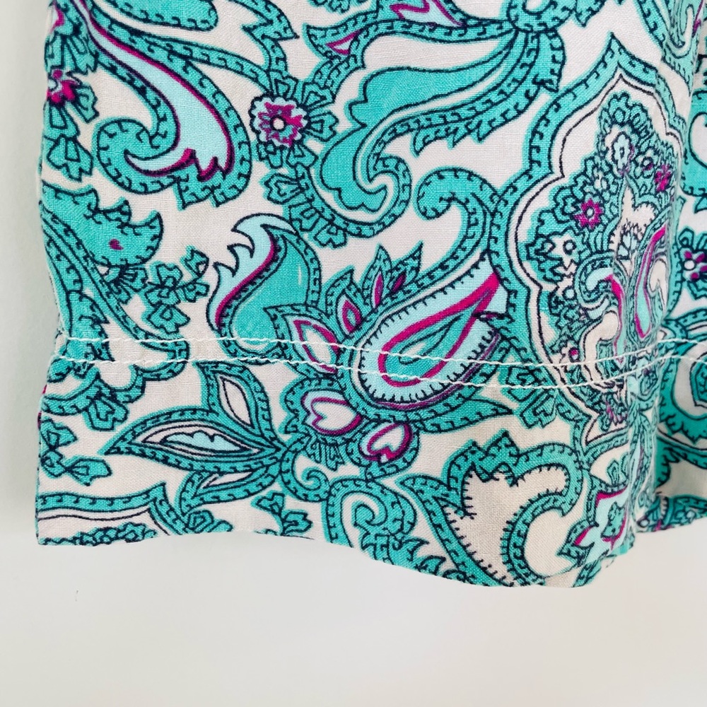 LOFT Ann Taylor 4 Blue Pastel Paisley Linen Mini Skirt - Picture 3 of 9